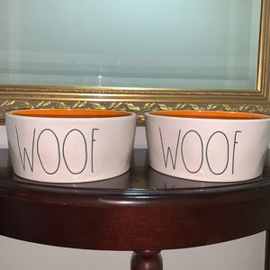 Rae Dunn woof XL 8” orange bowls NEW (2)